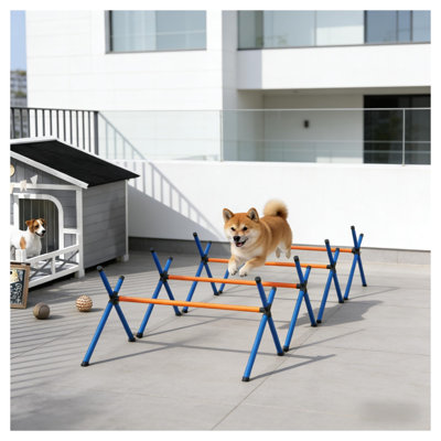4-Piece Dog Agility Course Set with Adjustable Hurdles and Carry Bag