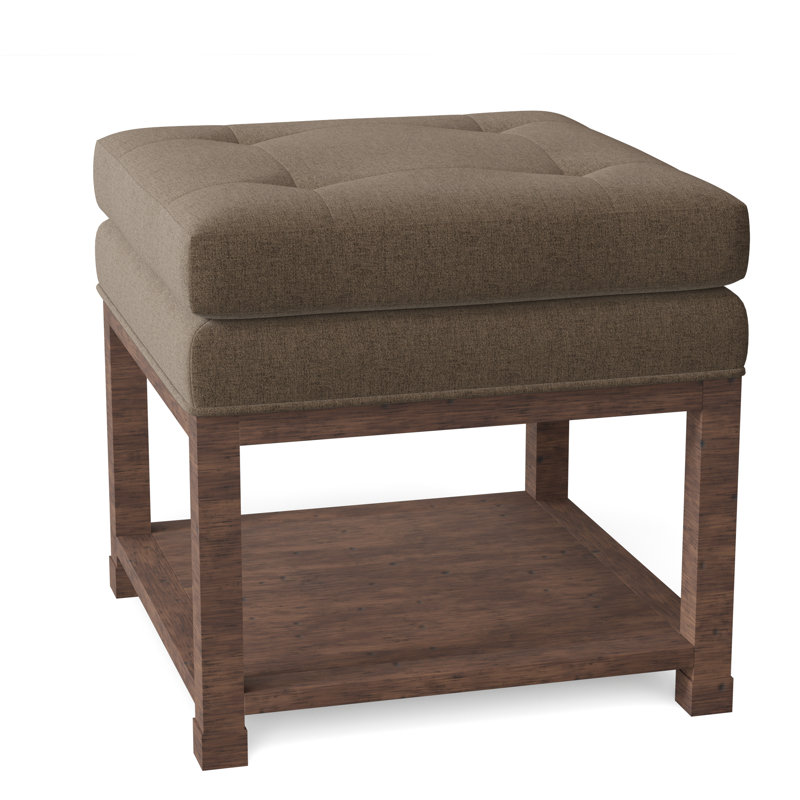 Libby Langdon 20.5" Wide Tufted Square Standard Ottoman with Storage, Tobacco, 8789 Bark 100% Polyester