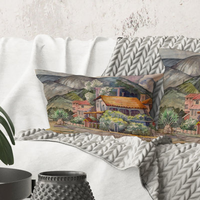 Rectangle, paysage grec au large de la mer Égée - coussin décoratif traditionnel
