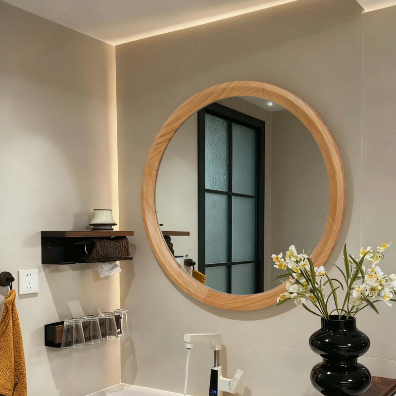 Miroir mural minimaliste en bois naturel pour meuble-lavabo / salon