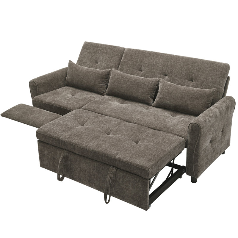 Contemporary Style 2-in-1 Sofa 82" Three-seater Sofa with a Sofa Bed and a Reversible Recliner Sofa for Living Room