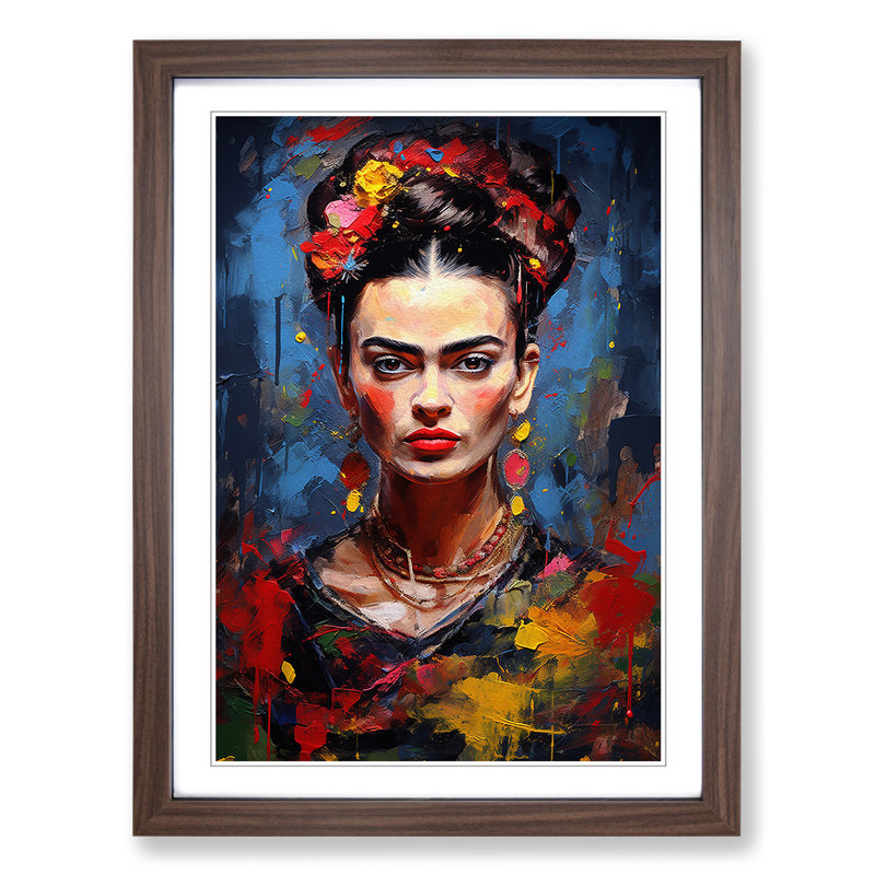 Single Picture Frame Print on Wood, 64cm H x 46cm W, Walnut Framed