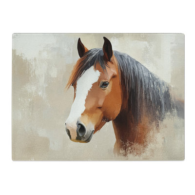 Shire Horse Artwork  Glass Chopping Board