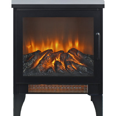 15 Inch Freestanding Fireplace Stove, 3D Flame Effect, 1400W/700W Heat, 5000 /H, , 400 Sq. Ft. 50000 Hrs Led, Removable Foot, Black Electric With /Ul Long-Lasting Finish