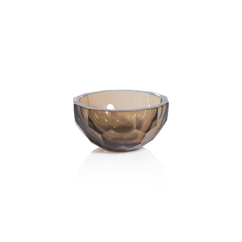 Bol en verre taillé Valmorel, Brun noisette