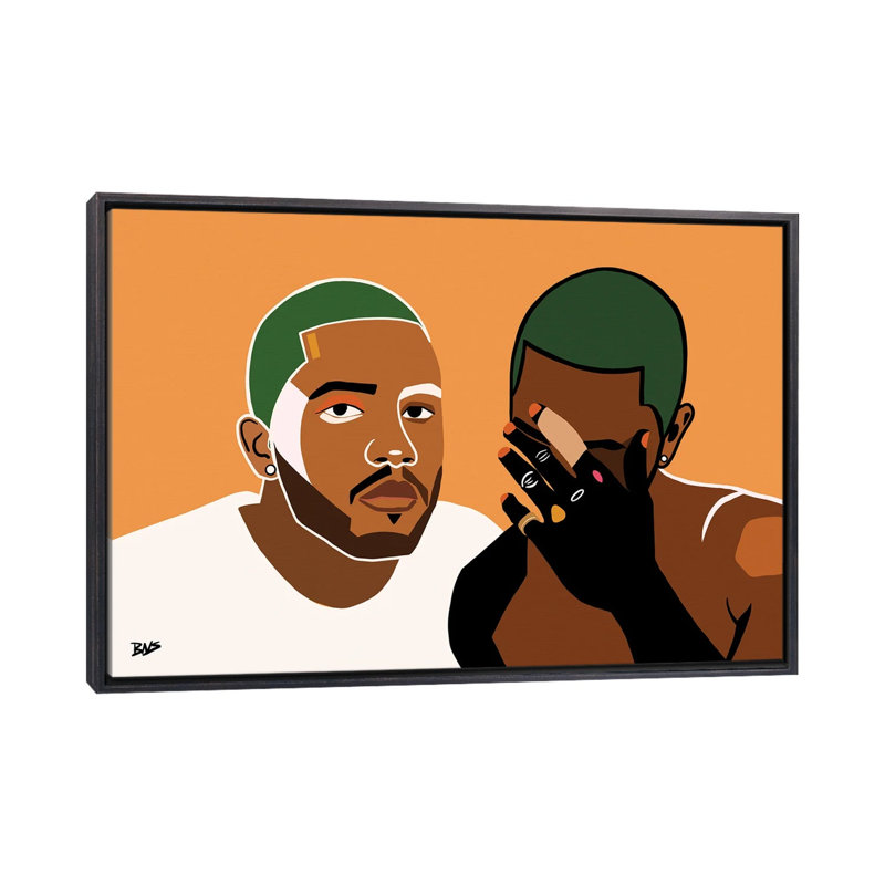 « Frank » par Bria Nicole-impression d’art graphique, H 26 po x l 40 po x 1,5 po, Toile avec cadre noir patiné, Pas de tapis