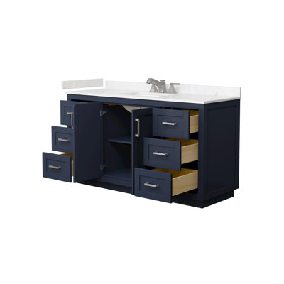 Meuble-lavabo simple autoportant de 60 po avec plateau en marbre Miranda
