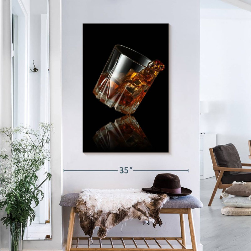 Whiskey Glass Reflection Canvas Print, 36" H x 24" W x 1.25" D