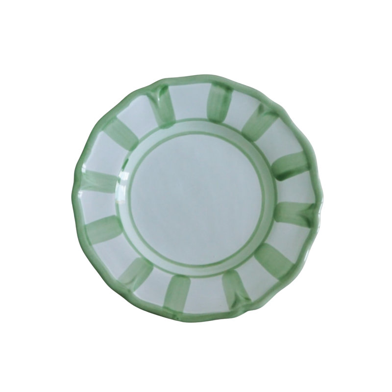 Rimini Salad/Dessert Plate, White/Lime Green