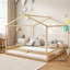Lit simple double en forme de maison avec garde-corps de sécurité, sans porte-1192422390