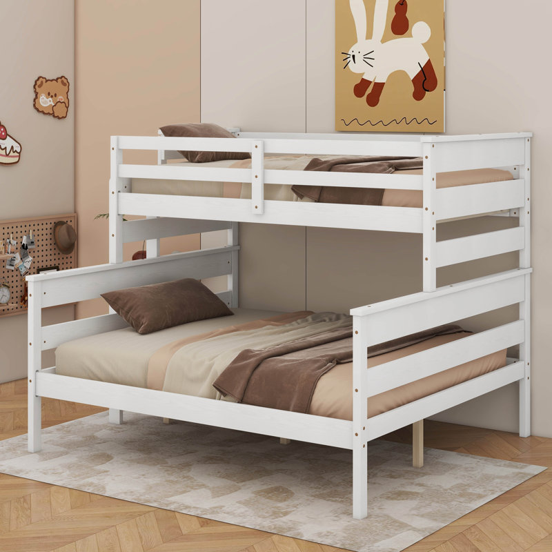 Wood Twin XL Over Queen Bunk Bed With Ladder