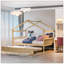 Lit double en bois avec lit gigogne simple-1053852856
