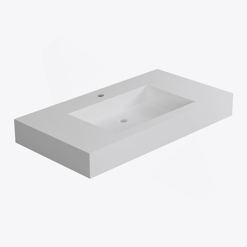 Lavabo de salle de bain à surface solide en pierre de pierre