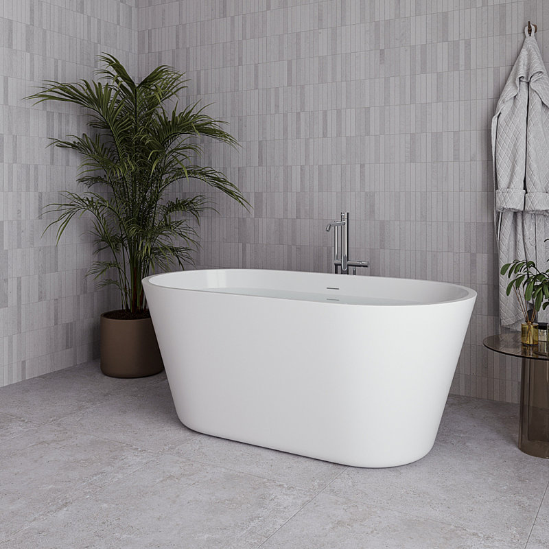 Baignoire autoportante 54 "avec drain interne Streamline, Chrome poli