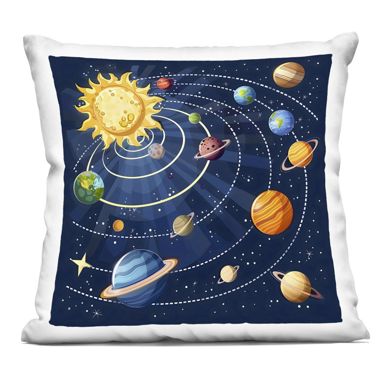 Coussin décoratif imprimé Planets In Orbit, 18 x 7 x 18, par Creative Studio, Rouge / abstrait 2