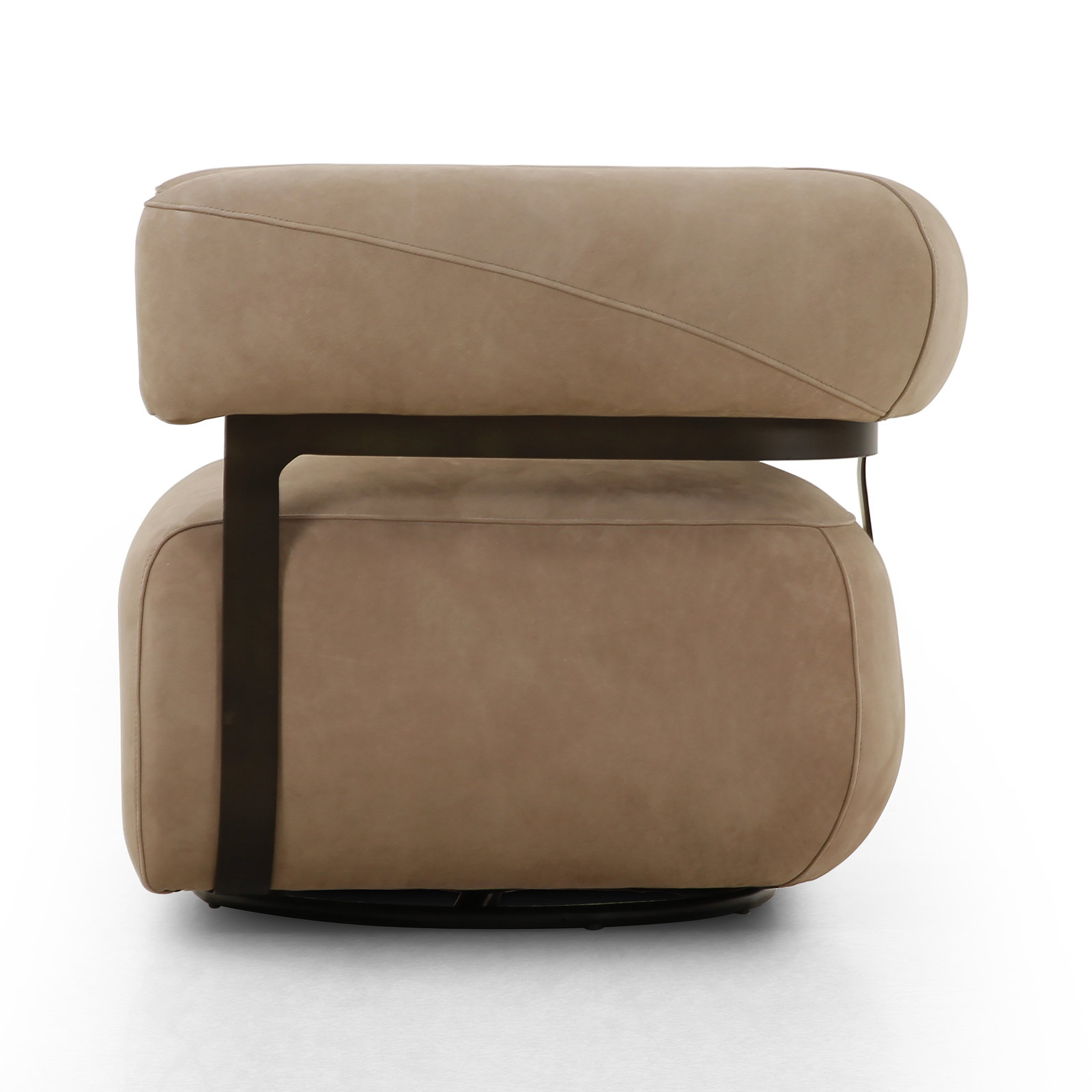 Lize Swivel Barrel Chair, Nubuck Silver