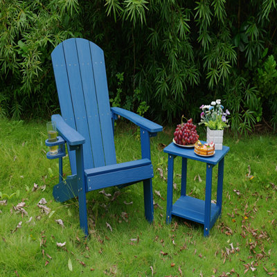 Méridienne de patio d'extérieur, de couleur bleu foncé, fabriquée en matériau HPS robuste et équipée d'accessoires en acier inoxydable 304