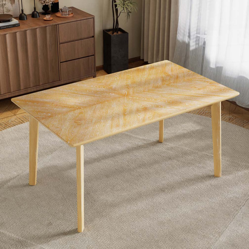 Table de salle à manger rectangulaire pour 6 personnes, Bois naturel délavé