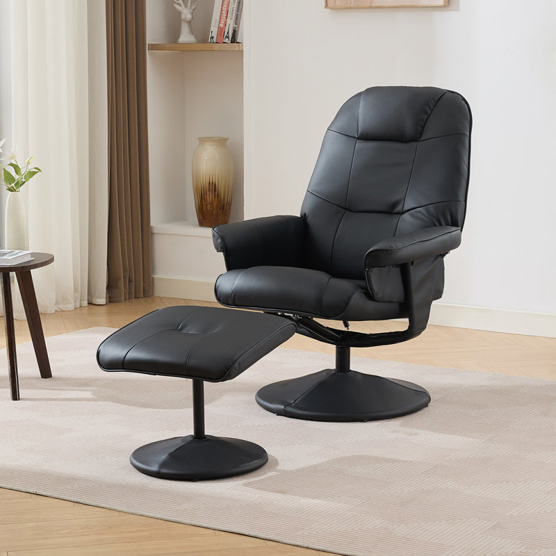 Fauteuil inclinable de massage avec repose-pieds, Polyuréthane noir