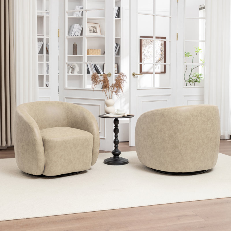 Fauteuil demi-tonneau pivotant Katherline, Beige