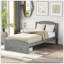 Structure de lit plateforme simple avec tiroir de rangement et support en lattes de bois sans sommier-115693387