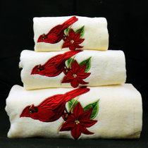 Christmas Decor Luxury Medium Red Bath Towels Pack of 6 for Bathroom 24 x 48 inch Cotton, Adult Unisex