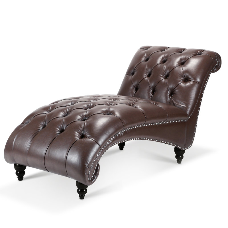 Chaise longue avec assise profonde et rembourrage en mousse, Marron foncé