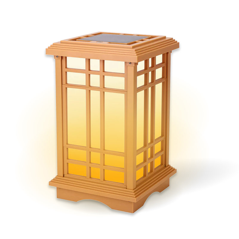 Solar Classic Zen LED Outdoor Lantern Japanese Style, Small - 15.6" H x 9.45" W x 9.45" D