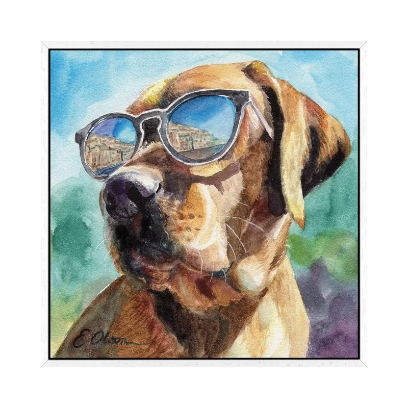 Soakin' Up The Sun by Watercolor Luv - Painting on Canvas, 45.72 cm H x 45.72 cm W, White Framed
