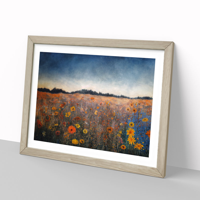 Incomparable Wildflowers Floral - Single Picture Frame Painting, 46cm H x 64cm W x 2cm D, Oak