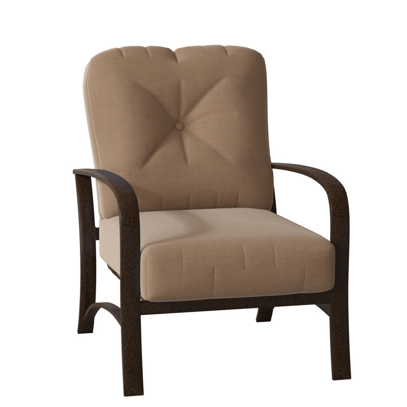 Fremont Outdoor Lounge Chair, Chestnut Brown, Canvas Heather Beige Sunbrella® Canvas