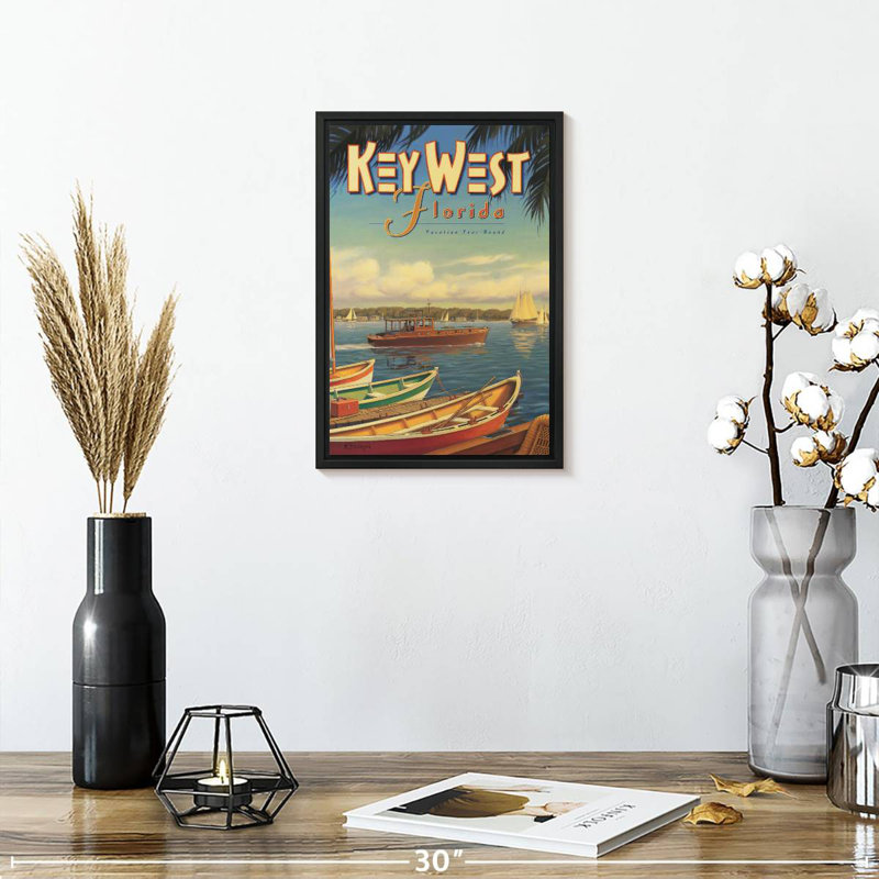 Key West Florida, 9" X 13", Floating Frame Black