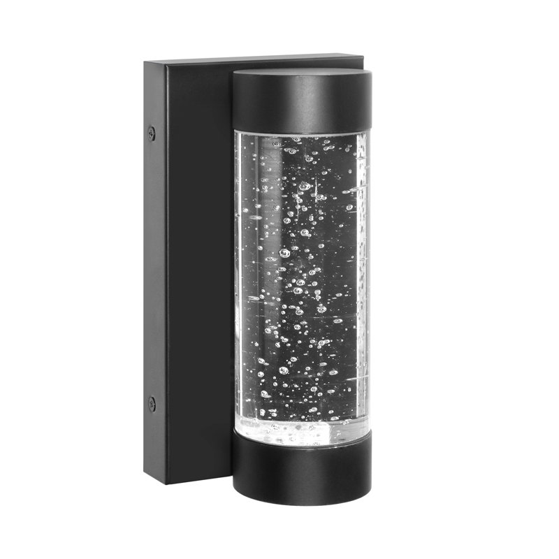 Ensemble de 1 applique murale d'extérieur moderne en verre bullé noir moderne à DEL 15 W