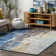 Melanarka Abstract Power Loom Performance Blue Rug