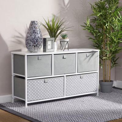 Grey 5 Drawer Storage Chest