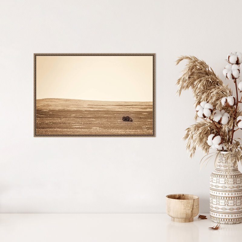 «Badlands Bison Sepia», reproduction encadrée sur toile par Nathan Larson, H 16 po x l 23 po x P 2 po