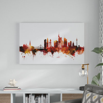 Frankfurt Germany Skyline Red by Michael Tompsett - Graphic Art on Canvas