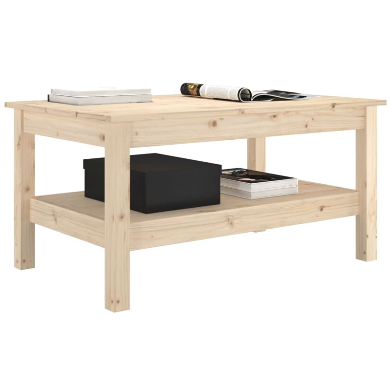 Kanthiah Solid Wood Coffee Table with Storage, Brown