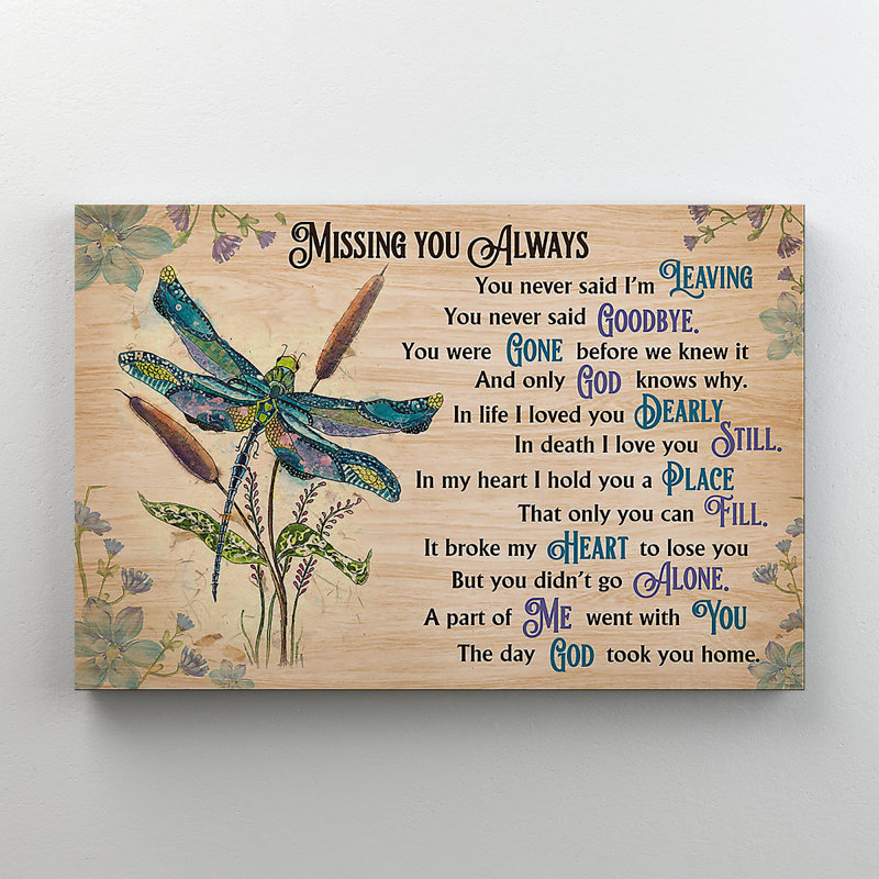 Dragonfly and Plants - Missing You Always - 1 pièce, impression d'art graphique rectangulaire sur toile tendue