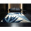 Tapis beige / bleu marine à motif géométrique moderne et contemporain lavable à la machine Ortmund