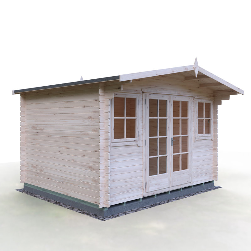 Clipstone 12 ft x 10 ft 28mm Log Cabin Installed Including Base