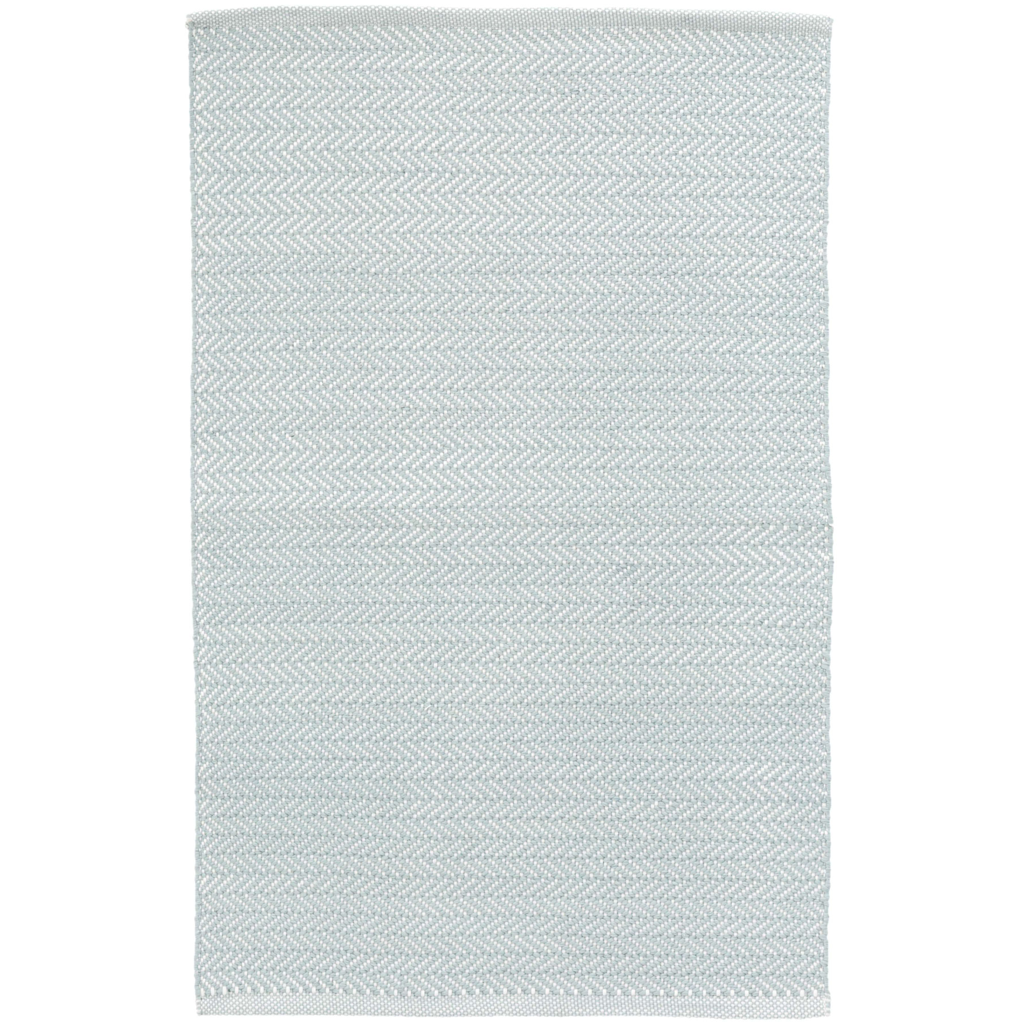 Herringbone Pearl Handwoven Indoor/Outdoor Rug, Rectangle 7'6" x 9'6", Light Blue/Ivory