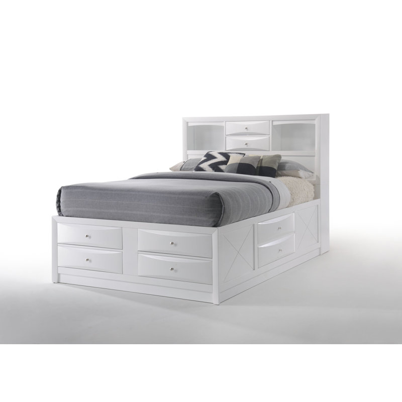 Grand lit avec rangement blanc Ireland, Blanc