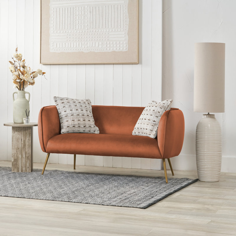 Lucca 2 Seater Velvet Sofa, Tobacco