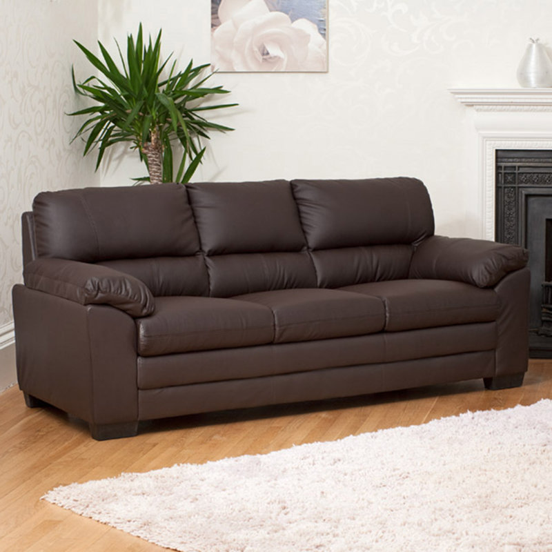 Robidoux 3 Seater Faux Leather Sofa, Brown