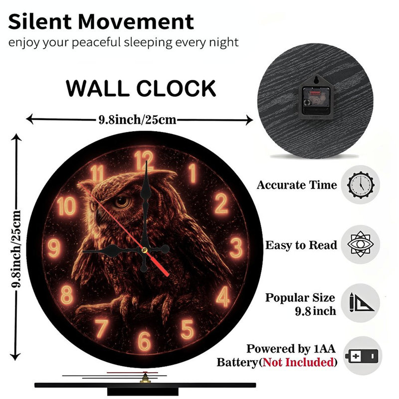 Chouette sur chiffres d'horloge lumineux
