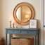 Miroir mural rond en rotin