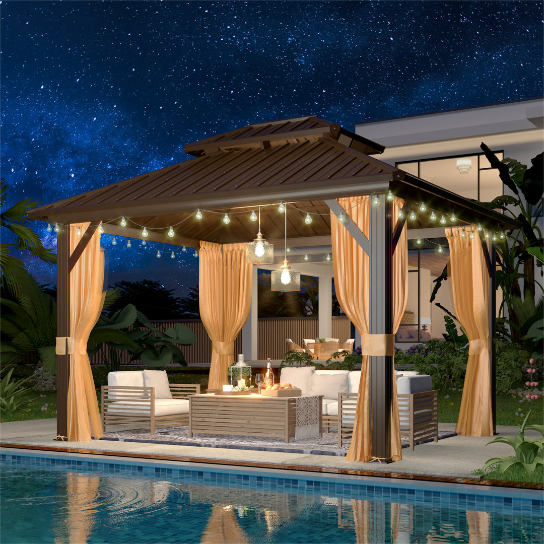 12 Ft. W x 10 Ft. D Aluminum Patio Gazebo EROMMY