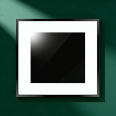 Cadre photo carré 15X15 avec passe-partout - Cadre moderne en aluminium noir avec verre trempé et ensemble de suspension murale, ensemble de 1