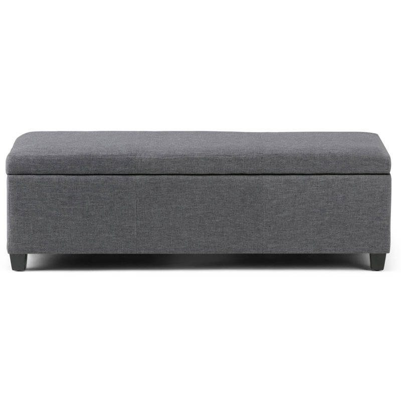 Avalon 48"W Upholstered Linen Look Fabric Contemporary Rectangular Lift-Top Storage Ottoman Bench with High-Density Foam